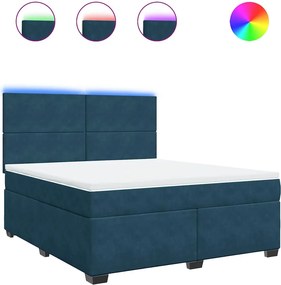 vidaXL Κρεβάτι Boxspring με Στρώμα Μπλε 180x200 εκ. Βελούδινο