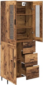 vidaXL Highboard με συρτάρι 2 pcs Παλιό Ξύλο Επεξεργασμένο ξύλο