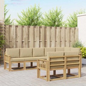vidaXL Σειρά Καναπέ Εξωτερικού 8 pcs Λευκό και Μπεζ Πολυεστέρας
