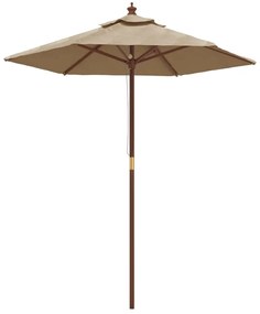 Ομπρέλα Κήπου με Ξύλινο Ιστό Taupe 196x231 εκ. - Μπεζ-Γκρι