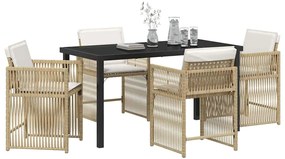 vidaXL Σέτ φαγητού για κήπο 5 pcs Μπεζ συνθετικό ρατάν