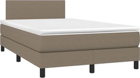 vidaXL Κρεβάτι Boxspring με Στρώμα &amp; LED Taupe 120x190 εκ. Υφασμάτινο