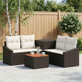 vidaXL Σετ Καναπέ 6 τμχ. Μαύρο και Κρεμ Λευκό 55 x 55 x 37 εκ