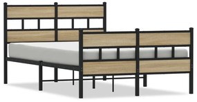vidaXL Σκελετός Κρεβ. Χωρίς Στρώμα Sonoma Δρυς 120x190 εκ. Μεταλλικό
