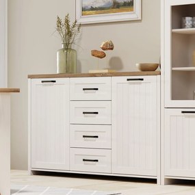 VERNE ΜΠΟΥΦΕΣ 147.9x37.2x91.8cm χρώμα Λευκό/Φυσικός Δρυς. TO-VERNEKOM2D4S
