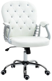Vinsetto Καρέκλα Γραφείου, Εργονομική Καρέκλα Γραφείου με Μπράτσο, Επενδεδυμένη Πλάτη Λευκή
