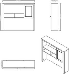 Σύνθεση Γραφείου Γκρι / Δρυς PEDEA 120x26.1x102.2