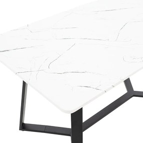 Tραπέζι Gemma pakoworld λευκό μαρμάρου-μαύρο 140x80x75εκ - Μέταλλο - 235-000017