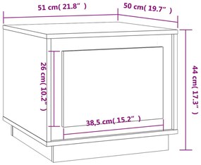 Τραπεζάκι Σαλονιού Γκρι Σκυρ. 51x50x44 εκ. Επεξεργασμένο Ξύλο - Γκρι