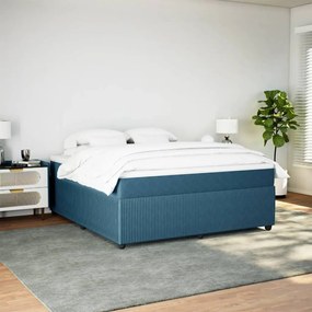 vidaXL Κρεβάτι Boxspring με Στρώμα Σκούρο Μπλε 180x200 εκ. Βελούδινο