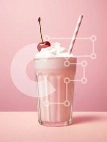 Intra Συλλεκτικό Ξύλινο Παζλ Plywood  4mm - Ροζ Milkshake με κεράσι και άχυρο Σε Ξύλινο Κουτί - Διαστάσεις: 10x10 cm – 25 κομμάτια