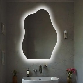 Ασύμμετρος Καθρέφτης με LED Φωτισμό 67x95 cm