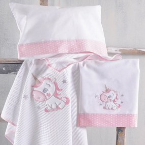 Σεντόνια Βρεφικά Dash Με Κέντημα (Σετ 3τμχ) Pink Ρυθμός Cradle 100x160cm 100% Cotton
