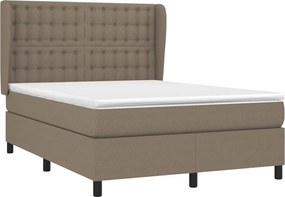vidaXL Κρεβάτι Boxspring με Στρώμα Taupe 140x190 εκ. Υφασμάτινο