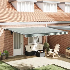 vidaXL Αναδιπλούμενη τέντα Πράσινο και Λευκό 450 x 350 εκ Πολυεστέρας