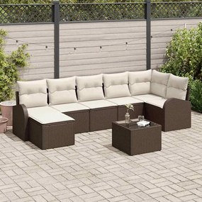 vidaXL Σετ Καναπέ Κήπου με μαξιλάρι 8 pcs Καφέ Πολυ ράταν