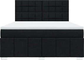 vidaXL Κρεβάτι Boxspring με Στρώμα Μαύρο 180x200 εκ. Υφασμάτινο