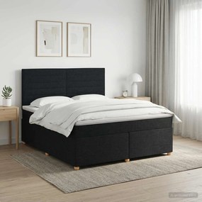 vidaXL Κρεβάτι box spring με στρώμα Μαύρο 180 x 200 cm Ύφασμα