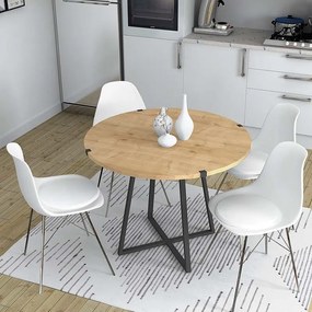 Τραπέζι Rubes Megapap χρώμα sonoma - ανθρακί 120x120x78εκ.