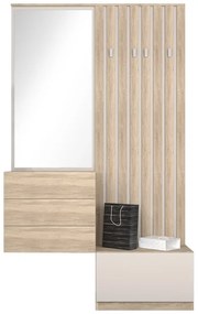 Έπιπλο εισόδου Halesy sonoma-λευκό 67x35.5x179.3εκ Υλικό: CHIPBOARD MELAMINE 192-000054