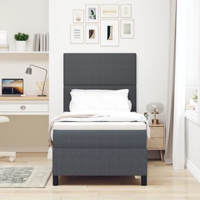 vidaXL Κρεβάτι Box Spring με Στρώμα Σκούρο Γκρι 90x200 εκ. Ύφασμα καπουτσίνο