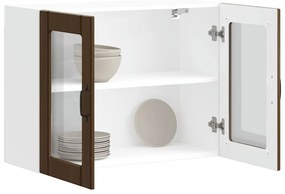 vidaXL ντουλάπι τοίχου κουζίνας με γυάλινη πόρτα "Lucca" Καφέ δρυς