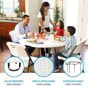 Πτυσσομενο τραπεζακι Lifetime Λευκό 122 x 73,5 x 122 cm Χάλυβας Πλαστική ύλη