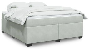 Κρεβάτι Boxspring με Στρώμα Ανοιχτό Γκρι 180x200 εκ. Βελούδινο