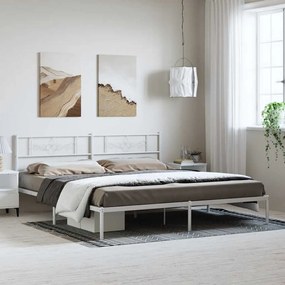 vidaXL Πλαίσιο Κρεβατιού με Κεφαλάρι Λευκό 183 x 213 εκ. Μεταλλικό