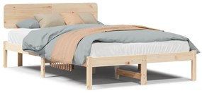vidaXL Κρεβάτι με Επικεφαλίδα 120x200 εκ Συμπαγές ξύλο πεύκου