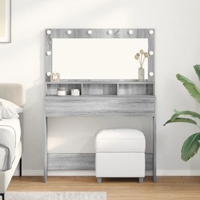 vidaXL Τραπέζι Μακιγιάζ με Φωτιστικά LED Γκρι Σομπόνα 100x41x135 εκ