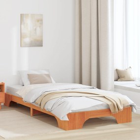 vidaXL Κρεβάτι Καφετί Κερωμένο Ξύλο 90 x 200 cm Απλό Ορθογώνιο