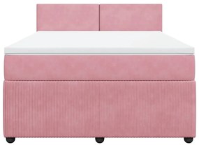 vidaXL Κρεβάτι Boxspring με Στρώμα Ροζ 140x190 εκ. Βελούδινο