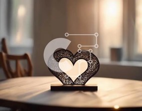 Intra Συλλεκτικό Ξύλινο Παζλ Plywood  4mm - Μικρό αντικείμενο σε σχήμα καρδιάς στο τραπέζι Σε Ξύλινο Κουτί - Διαστάσεις: 10x10 cm – 25 κομμάτια