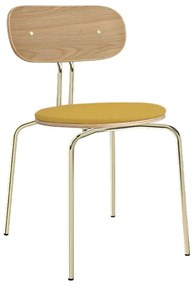 Καρέκλα Τραπεζαρίας Curious Brass 5916-1C719-09 44,5x48x77,5cm Oak-Yellow Umage Steel,Polywood