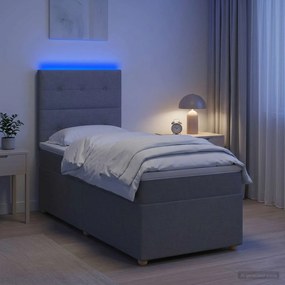 vidaXL Κρεβάτι box spring με στρώμα Ανοιχτό γκρι 100 x 200 cm Ύφασμα