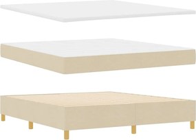 vidaXL LED Κρεβάτι με βάθρο με στρώμα Κρεμ 180 x 200 cm ύφασμα