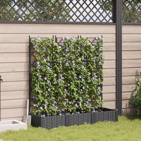 vidaXL Γλάστρα Κήπου με Πλέγμα 3 τεμ Μαύρη 120x40x125.5 εκ.