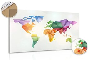 Εικόνα στον παγκόσμιο χάρτη χρώματος φελλού σε στυλ origami - 120x80