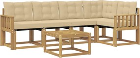 vidaXL Σειρά Καναπέ Εξωτερικού με μαξιλάρι 6 pcs Λευκό και Μπεζ