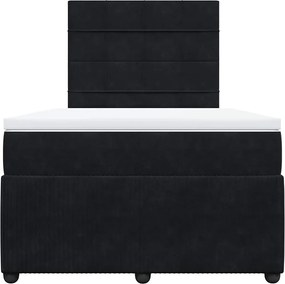 vidaXL Κρεβάτι Boxspring με Στρώμα Μαύρο 120x190 εκ. Βελούδινο