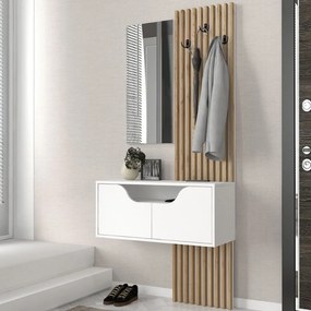 Έπιπλο εισόδου Naro Megapap χρώμα λευκό - sepet oak 90x35x204,2εκ.