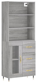 vidaXL Ντουλάπι Γκρι Sonoma 69,5 x 34 x 180 εκ. Επεξεργασμένο Ξύλο