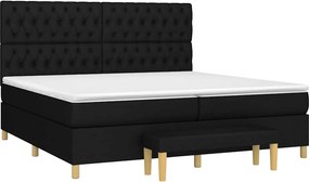 vidaXL Κρεβάτι Boxspring με Στρώμα Μαύρο 200x200 εκ. Υφασμάτινο