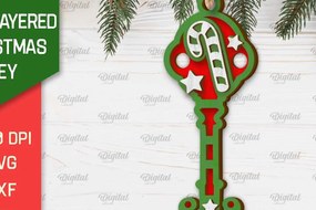 Σετ των 3 Intra απο ξύλο plywood 3mm-4mm πάχος Σχέδιο κοπής με λέιζερ Χριστουγεννιάτικο στολίδι με κλειδί Δίασταση 8x8 cm INTRAFABR-103294600