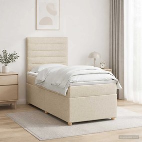 vidaXL Κρεβάτι box spring με στρώμα Κρεμ 90 x 200 cm Ύφασμα