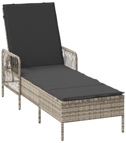 vidaXL Ξαπλώστρα Ανοιχτό γκρι PE Ρατάν 157 x 55 x 92 εκ. Αναδιπλούμενη