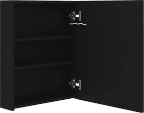 vidaXL Καθρέφτης Μπάνιου με Ντουλάπι / LED Μαύρο 50 x 14 x 60 εκ.
