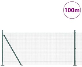 vidaXL Φράχτης με Στήλες. Πράσινο 0.8 x 100 μ Ατσάλι