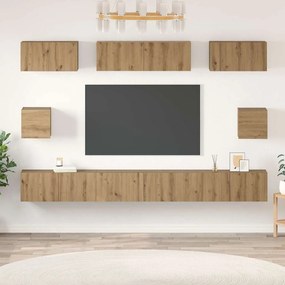 vidaXL Σετ επίπλου τηλεόρασης Επιτοίχιο 8 pcs artisan δρυς